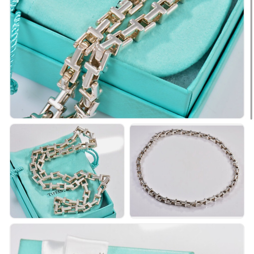 Tiffany & Co. Silver T Link Necklace Rare Stirling Silver.